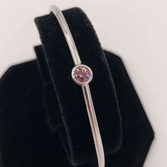 Kestan Pink Swarovski Crystal Silver Tone Cuff Bracelet - Picture 3 of 7